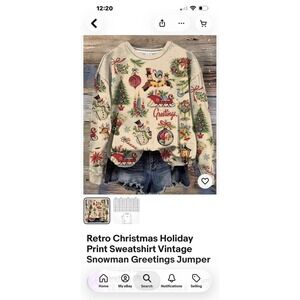 Women's  Retro Christmas Sweater Seasons Greetings Size Medium Unique 414‎